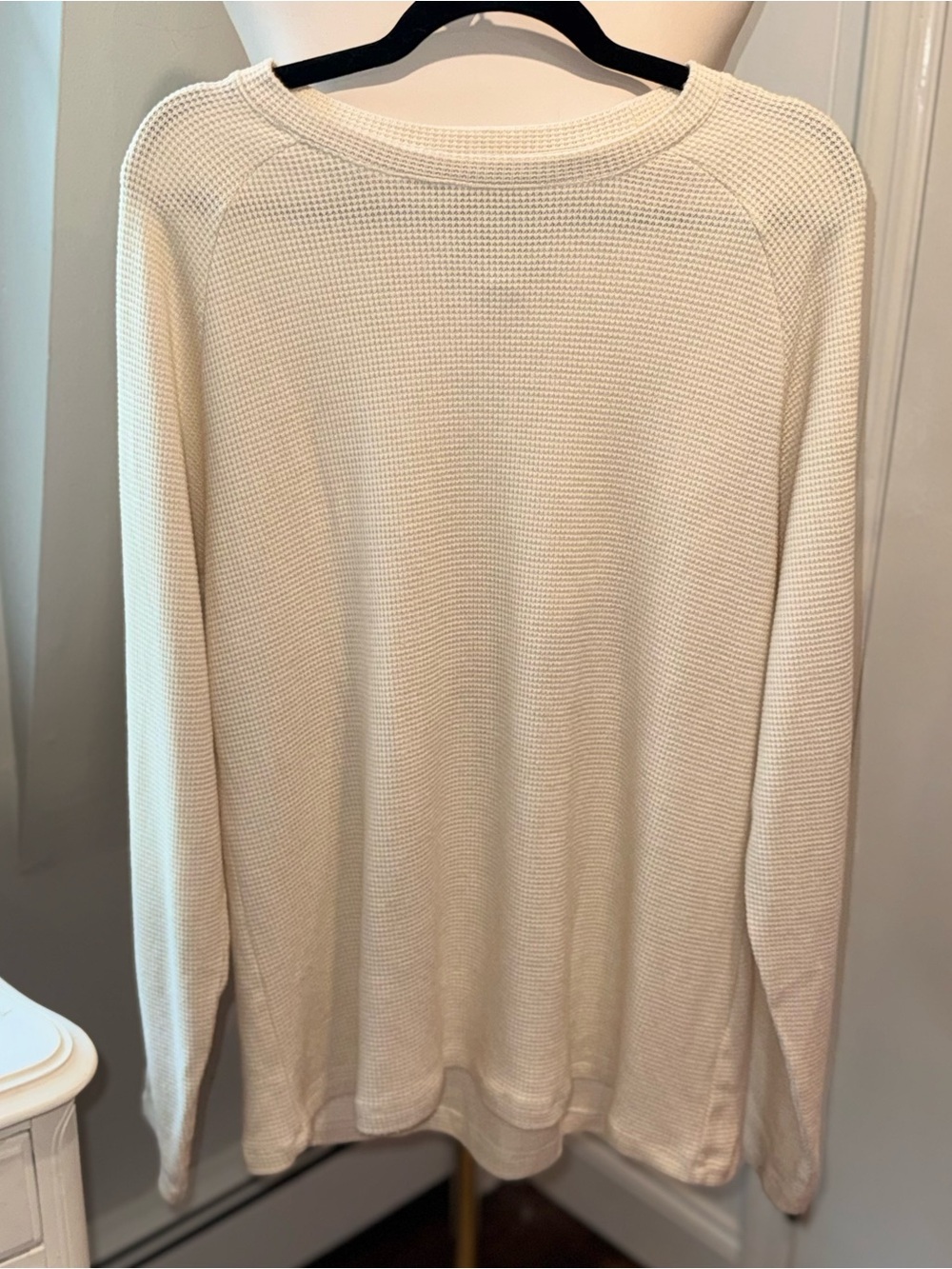 01.ALGO Men’s Performance Buttery soft Cream Waffle Knit Raglan Pullover | Large
